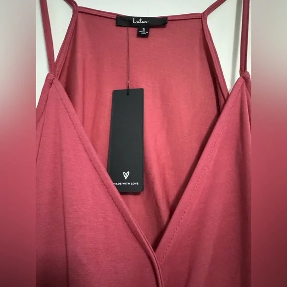 Lulu's NWT Tie to Me Berry Red Faux Wrap Tank Top Size S - Picture 5 of 7